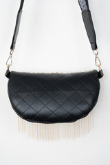 PU Leather Studded Sling Bag with Fringes - Flyclothing LLC