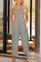 Smocked Spaghetti Strap Wide Leg Jumpsuit - Flyclothing LLC