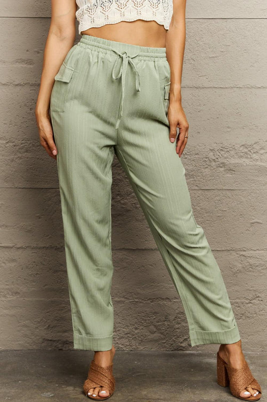 Tie Waist Long Pants - Trendsi