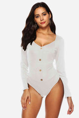 Button Detail Bodysuit - Trendsi