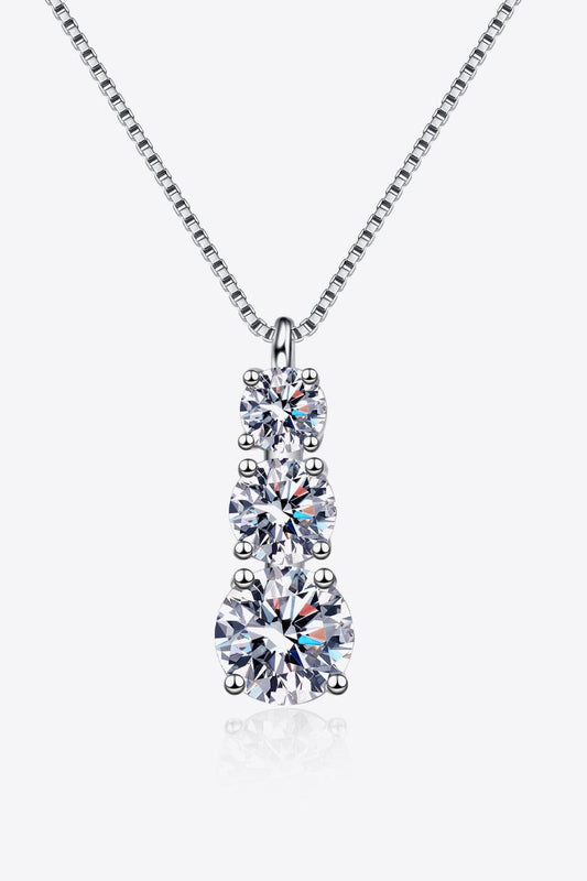 1.8 Carat Moissanite Triple-Pendant Necklace - Flyclothing LLC