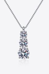 1.8 Carat Moissanite Triple-Pendant Necklace - Trendsi