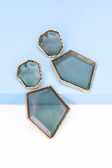 Geometrical Shape Zinc Alloy Frame Resin Dangle Earrings - Flyclothing LLC