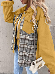 Plaid Button Up Dropped Shoulder Jacket - Flyclothing LLC