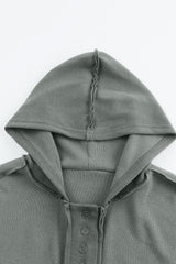 Quarter-Button Exposed Seam Dropped Shoulder Hoodie - Flyclothing LLC