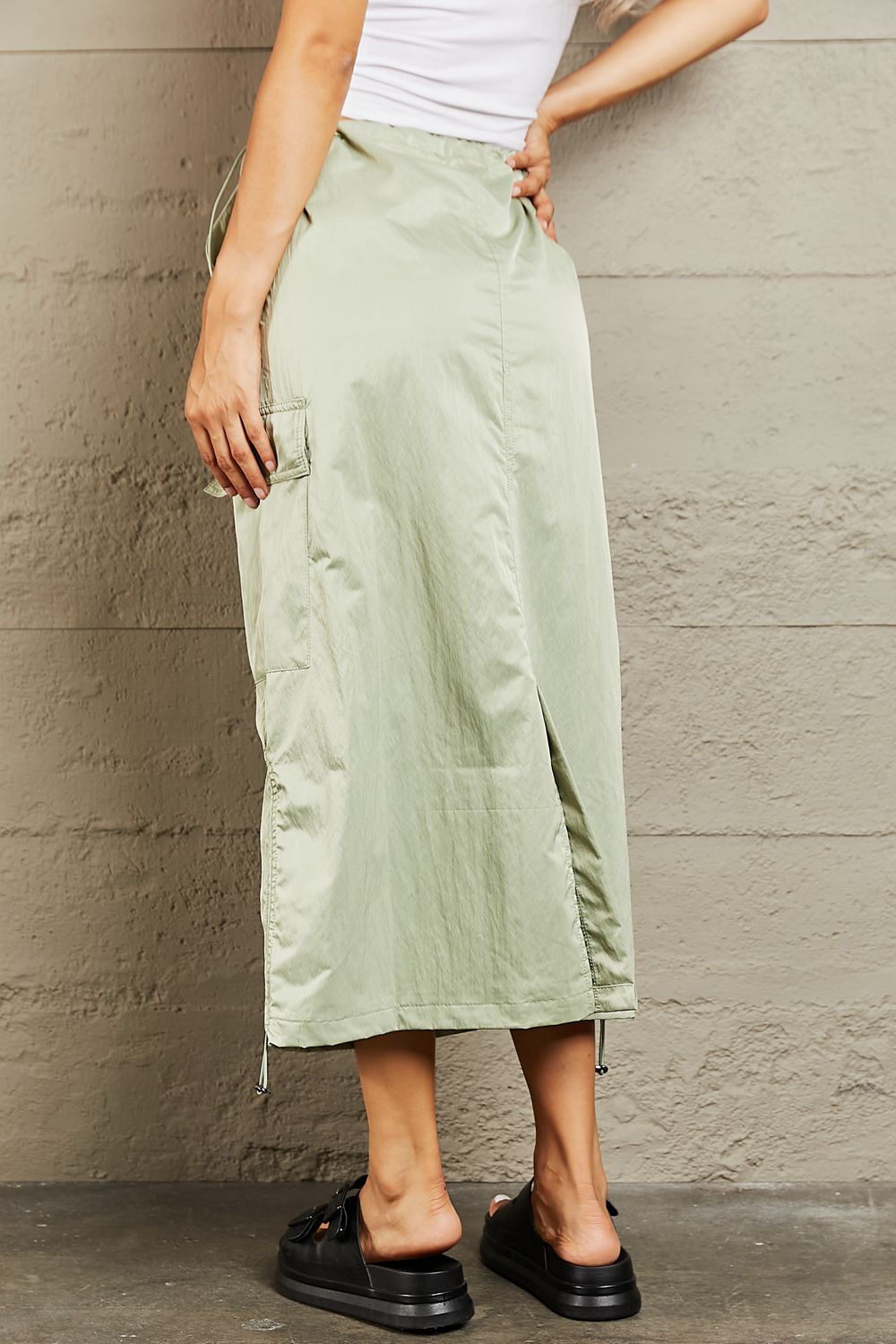 HYFVE Just In Time High Waisted Cargo Midi Skirt - Flyclothing LLC