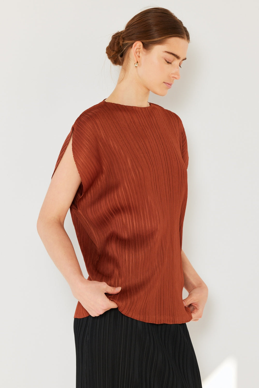 Marina West Swim Rib Pleated Oversized Dolman Sleeve Top - Flyclothing LLC