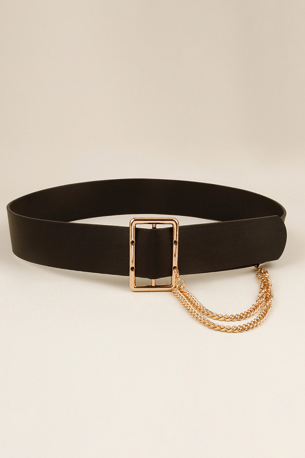 PU Leather Wide Belt with Chain - Flyclothing LLC