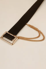 PU Leather Wide Belt with Chain - Flyclothing LLC