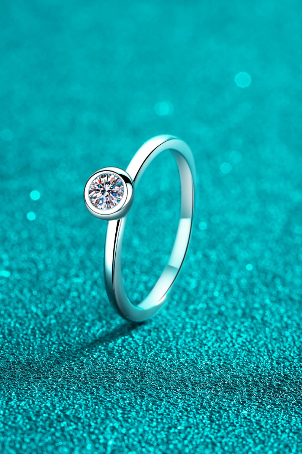 Moissanite Rhodium-Plated Solitaire Ring - Flyclothing LLC