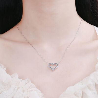 Moissanite 925 Sterling Silver Heart Shape Necklace - Flyclothing LLC