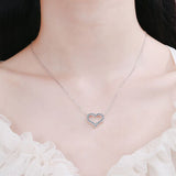 Moissanite 925 Sterling Silver Heart Shape Necklace - Flyclothing LLC