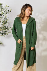 Basic Bae Full Size Ribbed Open Front Long Sleeve Cardigan - Flyclothing LLC