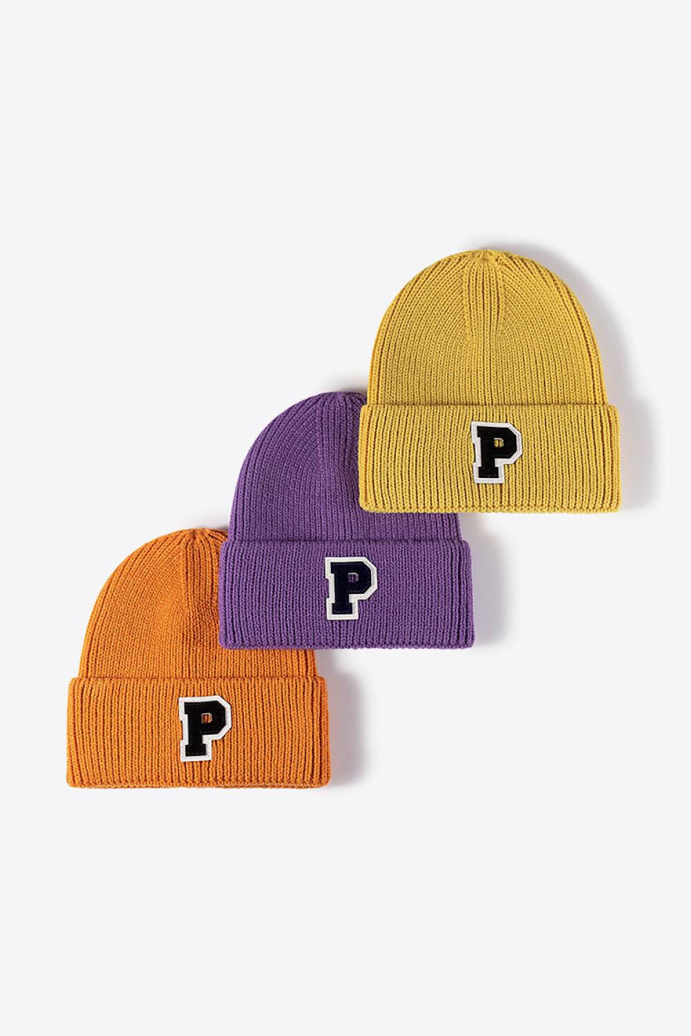 Letter Patch Cuffed Knit Beanie - Flyclothing LLC