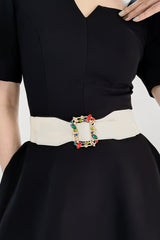 Multicolored Leaf Buckle Elastic Belt - Flyclothing LLC