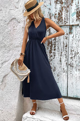 Surplice Neck Slit Sleeveless Dress - Flyclothing LLC