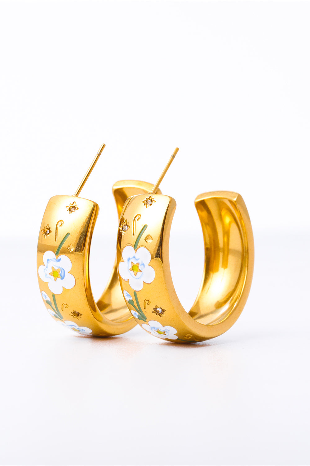 Stainless Steel 18K Gold Plated Ring Shape C-Hoop Earrings - Flyclothing LLC