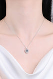 925 Sterling Silver Rhodium-Plated 1 Carat Moissanite Pendant Necklace - Flyclothing LLC