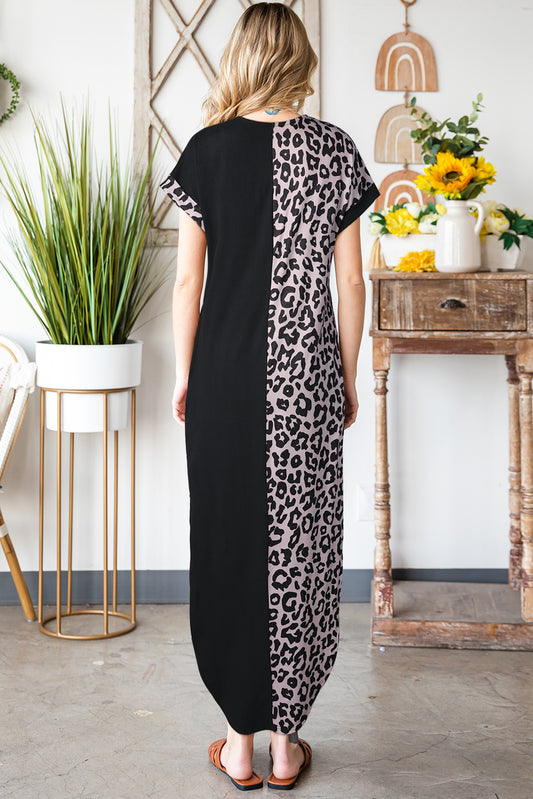 Leopard Color Block Split Dress - Flyclothing LLC