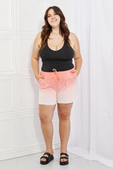 Zenana In The Zone Full Size Dip Dye High Waisted Shorts in Coral - Flyclothing LLC