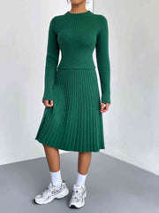 Rib-Knit Sweater and Skirt Set - Trendsi