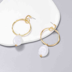 Alloy & Rhinestone Hoop Drop Earrings - Trendsi