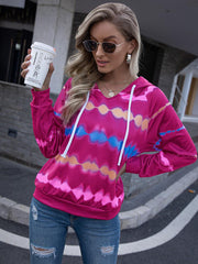 Tie Dye Raglan Sleeve Hoodie - Trendsi