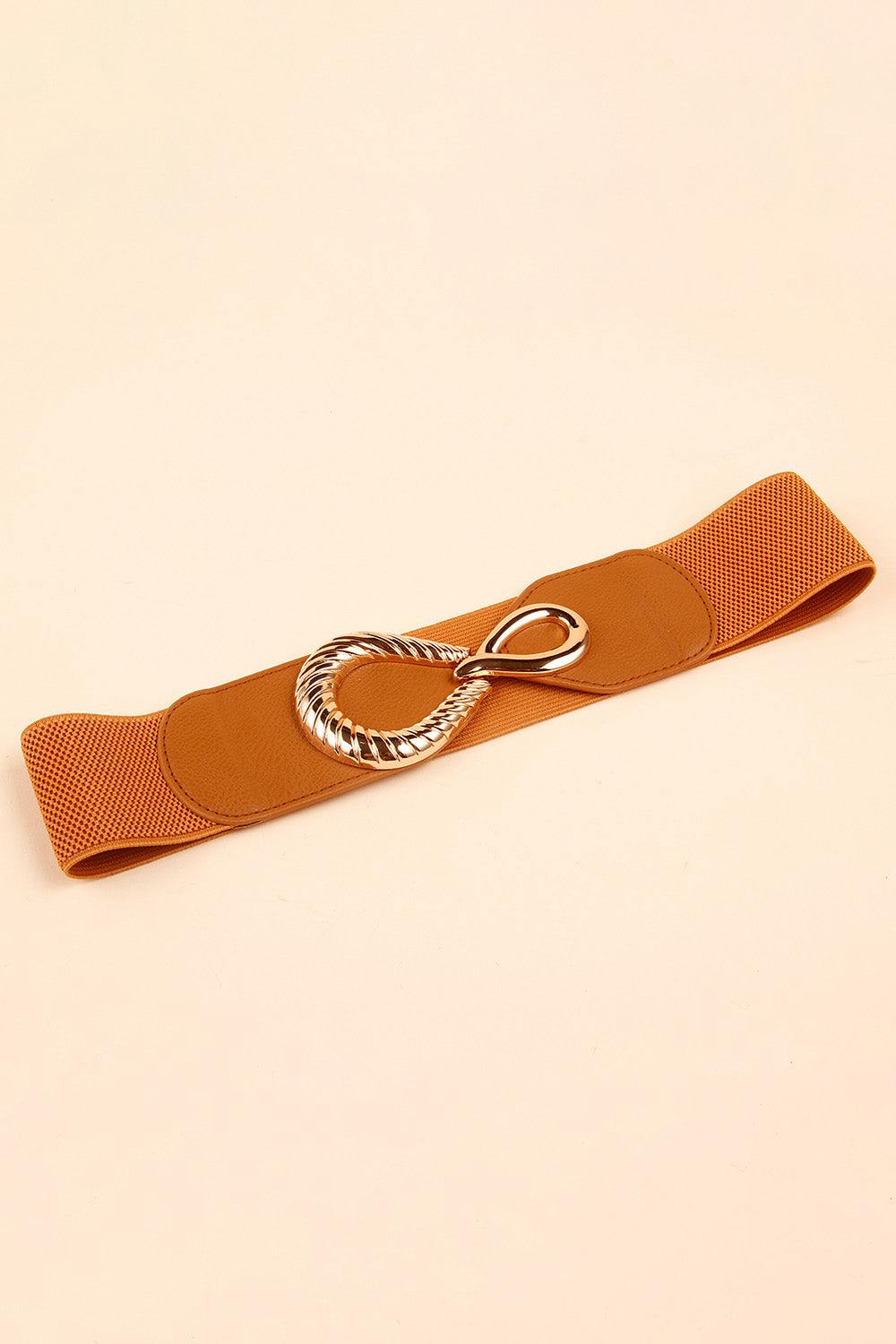 Ribbed Alloy Buckle Elastic Belt - Flyclothing LLC