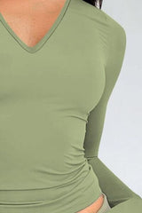 V-Neck Long Sleeve T-Shirt - Flyclothing LLC