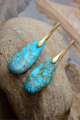 Handmade Teardrop Shape Natural Stone Dangle Earrings - Flyclothing LLC