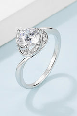 1 Carat Moissanite 925 Sterling Silver Heart Ring - Flyclothing LLC