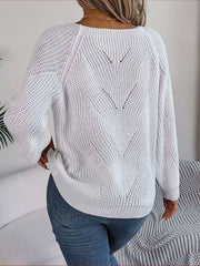 Openwork Buttoned Square Neck Sweater - Flyclothing LLC