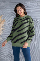 Animal Element Round Neck Dropped Shoulder Sweater - Flyclothing LLC