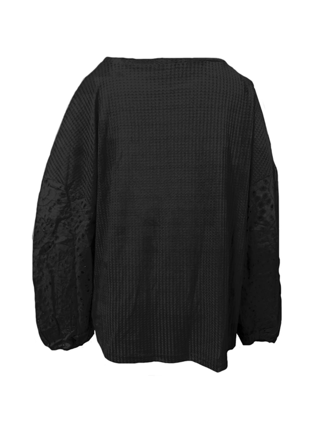 Openwork Dropped Shoulder Boat Neck Blouse - Flyclothing LLC