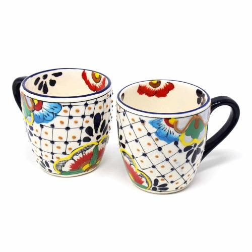 Rounded Mugs - Dots and Flowers, Set of Two - Encantada - Flyclothing LLC