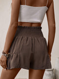 Tie Front Smocked Waist Shorts - Trendsi