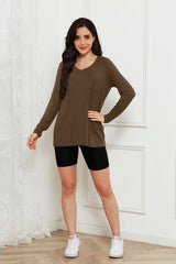 Basic Bae Full Size V-Neck Long Sleeve Top - Flyclothing LLC