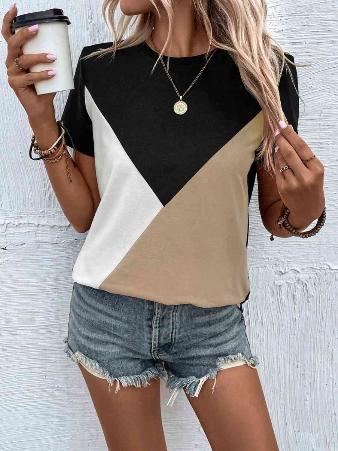 Color Block T-Shirt - Trendsi