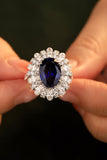 Lab-Grown Sapphire Flower Shape Ring - Flyclothing LLC