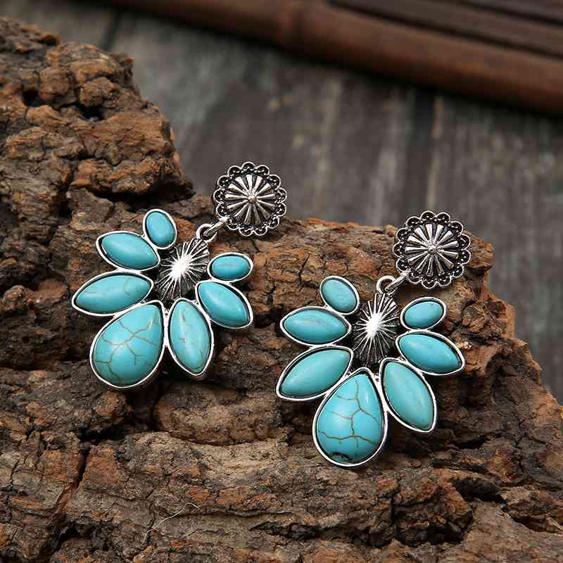 Artificial Turquoise Flower Earrings - Flyclothing LLC