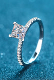 Rhodium-Plated 2 Carat Moissanite Four-Prong Ring - Flyclothing LLC