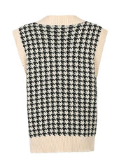 Houndstooth V-Neck Sweater Vet - Trendsi