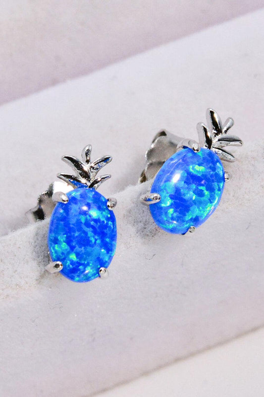 Opal Pineapple Platinum-Plated Earrings - Flyclothing LLC