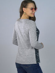 Leopard Print V-Neck Long Sleeve Tee - Flyclothing LLC