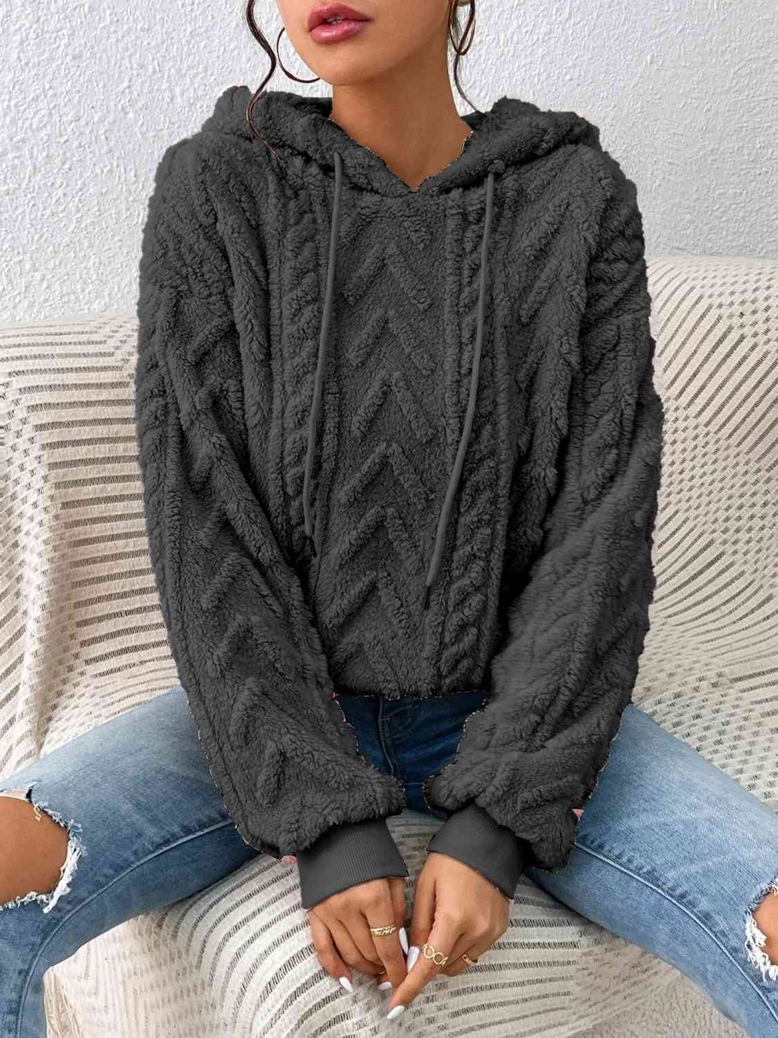 Drawstring Long Sleeve Hoodie - Flyclothing LLC