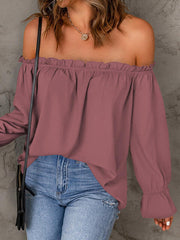 Off-Shoulder Flounce Sleeve Blouse - Flyclothing LLC