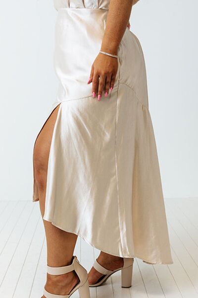 Plus Size Slit Ruffled Skirt - Flyclothing LLC