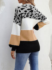 Color Block Round Neck Sweater