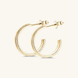 925 Sterling Silver Inlaid Moissanite C-Hoop Earrings - Flyclothing LLC