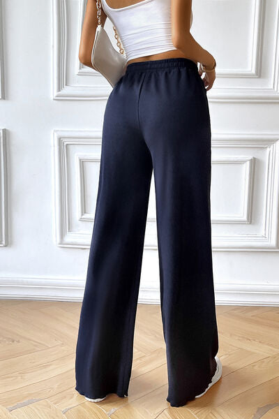 Drawstring Wide Leg Pants with Pocketed - Flyclothing LLC